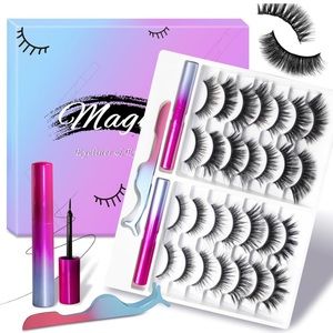 14 Pairs Magnetic Eyelashes and Eyeliner Kit, Reusable. No Glue Needed